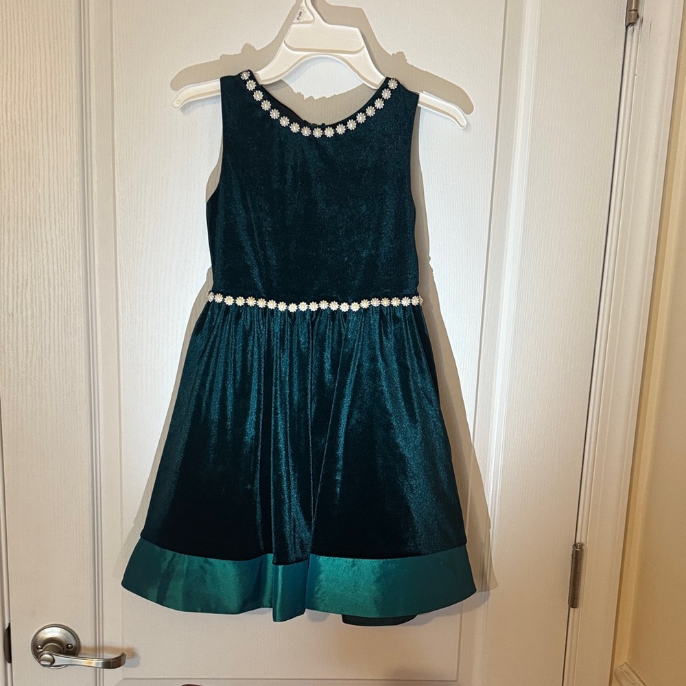 Rare Editions Teal Formal Dress with Pearl Accents